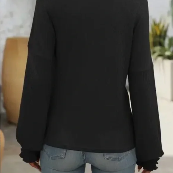 Super Soft Black Ribbed Knit Top (NWT) - Picture 2 of 3